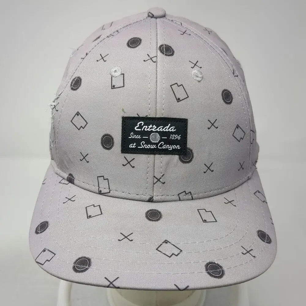 Pukka Entrada Snow Canyon Golf Hat Gray One Size Snapback Utah Pattern Flat Brim